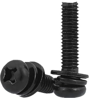 20 bulloni e rondelle in metallo nero, M4 x 12 mm, a testa tonda incrociata zincata, viti in acciaio inox 304, bulloni di fissaggio per mobili in plastica e legno e cartongesso