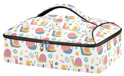 Mnsruu Simpatica borsa per casseruola a forma di lumache per cibi caldi o freddi, borsa termica per casseruole con coperchio, per viaggi, feste, picnic, Lumache carine, Taglia unica
