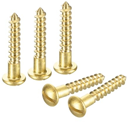 QUARKZMAN Vis à Bois M3.5 x 20mm à Tête Ronde Fendue en Laiton, Vis Autotaraudeuses pour le Travail du Bois, 60 Pièces