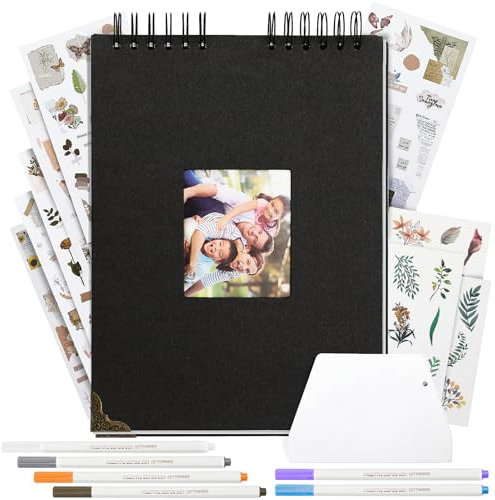 Mooshy Fotoalbum zum Selbstgestalten, Scrapbook Fotoalbum Schwarze Seiten Fotobuch zum Selbstgestalten für Baby Familie Jahrestag Geburtstags Valentinstag Hochzeit Geschenk Erinnerungsbuch