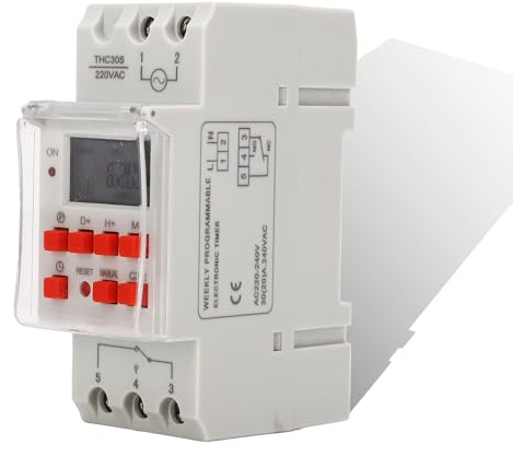 FLEXMAN Minuteur Numérique Programmable, Minuterie Hebdomadaire à Écran LCD, Minuterie Programmable AC 220 240V 30A, Panneau Minuteur Numérique, Minuterie Digitale sur Rail DIN pour Appareil