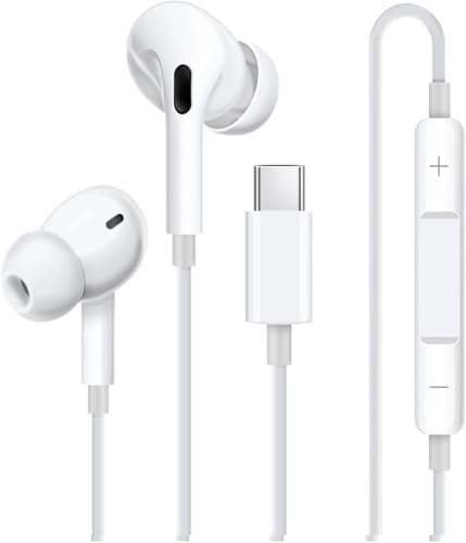 KK KENIK Type C Earphones for iPhone 17 15 Pro Max 16 Pro,Wired In-Ear Headphones Noise Isolating Earbuds With Microphone Volume Control for Galaxy S25 S23 Ultra S22 S21 S25FE S20,iPad Pro,Huawei P30