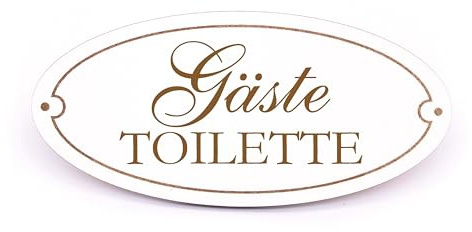 Dekolando Türschild TOILETTE Schild oval WC Toilettenschild weiß selbstklebend graviert Holzschild Türdeko 15x7cm (Gäste Toilette)
