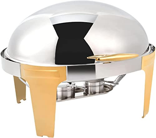Elegant 9L Roll Top Chafing Dish Set for Buffet Dining Full Size Buffet Server with Egg Shape Design Food Pan and Fuel Holder Ideal for Wedding Party and Banquet Buffets