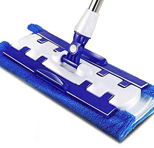 QUEAWOQ Balai à Franges Professionnel en Microfibre pour parquet, Balai à Franges Plat avec tampons lavables réutilisables pour la Maison et Le Bureau, Nettoyage Humide ou Sec des sols, Journée de