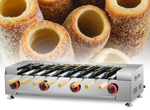 XCSCUK Commercial Chimney Cake Oven, Chimney Bread Roll Grill, Ice Cream Cone Maker with 8 Rollers for Restaurant Home Kitchen