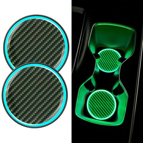 JDCMEI 2 Piezas Almohadilla para Portavasos de Coche, 7.2cm Posavasos para Coche, Posavasos Luminosos con Luz, Posavasos para Bebidas de Coche, Posavasos Antideslizantes para Coche