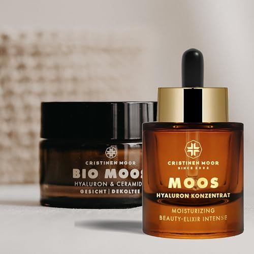 Cristinen Moor Set Moos Salbe 50 ml + Moos Hyaluron Konzentrat 30 ml I Anti Falten Pflegeset für die tägliche Pflegeroutine I Naturkosmetik