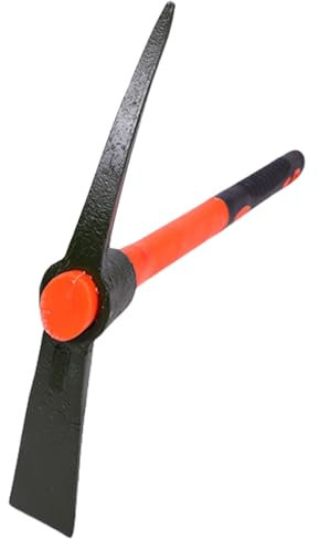 Heavy Duty Miniature Pick Mattock Garden Hand Tool with Fiberglass Handle for Gardening Drilling & Camping Landscaping