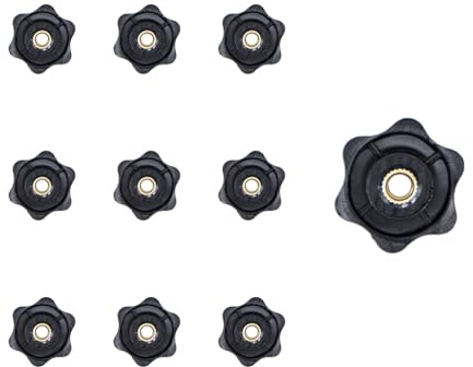 WEAXIO 15 Stück M6 Sterngriffmutter, Schwarz M6 Sterngriffschraube weibliche geknöllte Klemmmutter Kunststoff Innengewinde Stern Muttern Sternschraube Rändelmutter für Werkzeugmaschine, Maschine