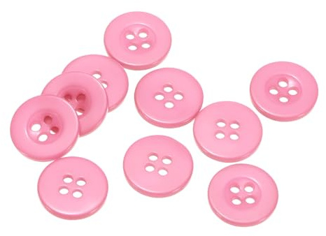 QUARKZMAN 10 Stück Harz Knöpfe Pink Nähknöpfe 18mm Runde Bastelknöpfe Buttons zum Annähen Flach 4-Loch Ersatzknöpfe für Nähen Hemd Kleidung Blusen DIY Handwerk Scrapbooking Dekorieren