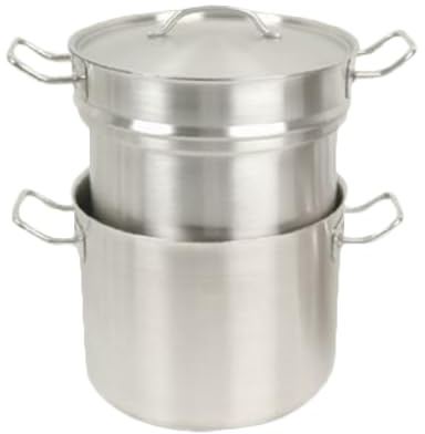 A-to-Z Supply SLDB016 Double Boiler, 16 Quart, with Cover, encapsulated Base, 18/8 Stainless Steel, Induction Ready, NSF (3 pc)