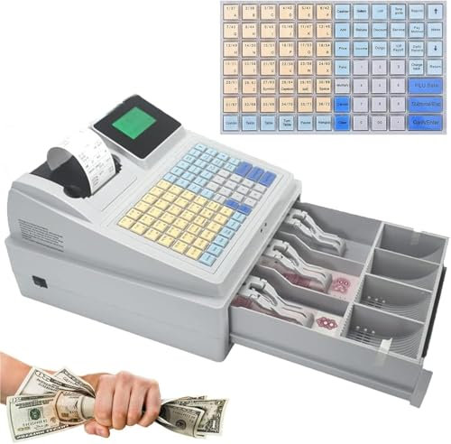 Elektronische Kasse Registrierkasse Gewerbekasse POS Kassensystem Supermarkt Kiosk Einzelhandel Kassensystem mit 81 Tasten für Supermärkte, Großmärkte, Lebensmittelgeschäfte