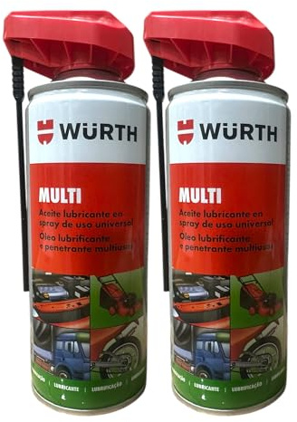WURTH lubricante Multiusos Spray 400ml, 2 pakc Aceit Aflojatodo Universal, Antigripante Super Eficiente, Cabeza Dispensadora Versatil y Precisa Dos en Uno