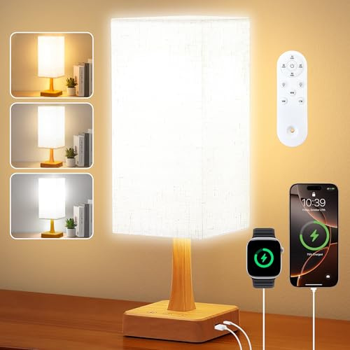 OYADISIIOP SAD Lamp, 10000 Lux SAD Light with Remote, Upgrade Size, 3 Color Temperatures, 5 Brightness Level Full Spectrum Sun Light Lamp with USB C & A Ports Home/Office Use As Lift Mood, Wood