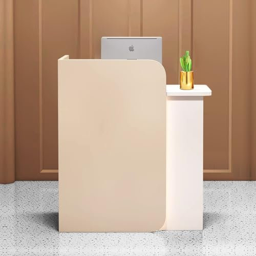 LLZJDDPLY Empfangstheke mit LED-Leuchten, theke mit abschließbarer Schublade, moderner tresen für die Hotellobby im Supermarkt(Beige,80cm/31in)