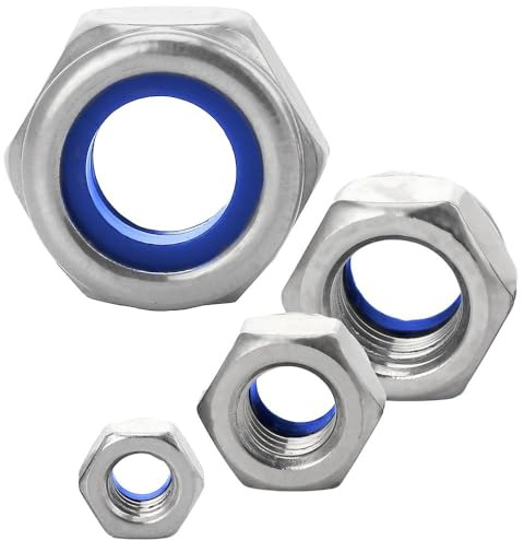 Sicherungsmuttern M8 niedrige Form Edelstahl A2 10 Stück DIN 985 / ISO 10511 Stoppmuttern selbstsichernde Sechskantmuttern WIBTEC®