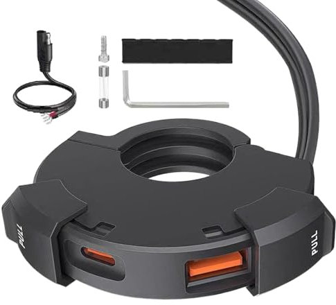 Motorcycle Usb Charger, Tablet Double Port Socket Adapter, Waterproof Pd30w Outlet for Travel, Phone, Gps, Handlebar Mounting, Bike, Motorbike, and Outdoor Power Supply