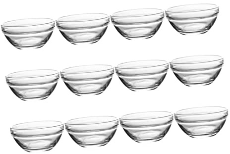 HOMOBABE Cuencos de Vidrio para Postres 12 Piezas Resistentes al Calor | Pudín y Gelatina, Uso Doméstico, Diseño Práctico, Aptos para Microondas y Frío