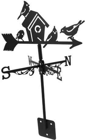 iplusmile Veleta de Metal Decorativa con Diseño de Casa de Pájaros y Indicador de del Viento para Jardín Patio o Techo Herramienta de Decoración de Hierro Resistente la
