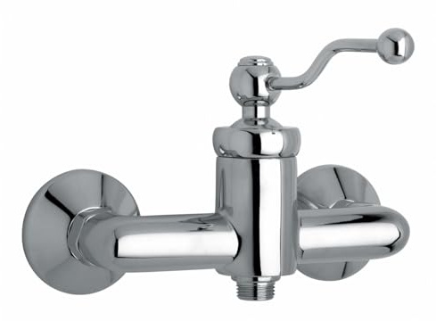 Yellowshop - Rubinetteria bagno vintage stile classico cromato, Miscelatore lavabo, bidet, doccia e vasca, Serie DUKE in ottone, leva laterale, design retrò (Doccia Esterno)