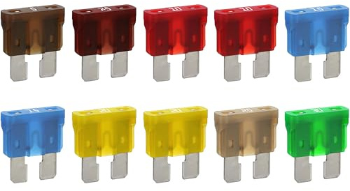 Fernline Kit de fusibles de coche de alta calidad, 10 fusibles de hoja estándar (5 A, 7,5 A, 10 A, 15 A, 20 A, 25 A, 30 A), fusibles automotrices chapados en estaño de 32 V, soplado rápido, resistente