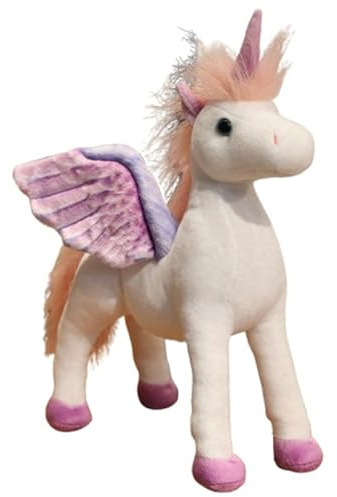 KUKUShining Einhorn Kuscheltier, Weiche Plüschtier Kuschelige Engel Pegasus Stofftier Raupe Mit Glänzenden Hörnern Flügeln Plüsch Spielgefährte Kinder(Purple,35cm/13.8in)