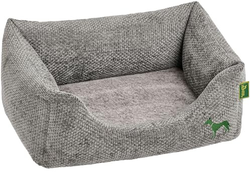 HUNTER Orthopädisches/Ergonomisches Hundesofa Bielefeld, Hundebett mit Memoryschaum, entlastet Gelenke & Rücken, waschbarer Bezug, rutschhemmend, kuscheliges Innenkissen, Farbe: grau, Größe: L