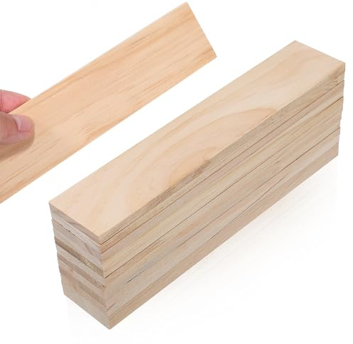 JOINPAYA 12pcs Rectangle Unfinished Wood Boards 20x4cm Pine Wood Planks for Crafting Painting and Wooden Carving Projects