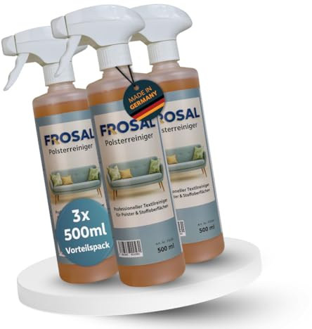 FROSAL Polsterreiniger 3x 500ml – Textilreiniger für Sofa, Autositze & Teppich – Tiefenwirksamer Fleckenentferner gegen Schmutz, Fett & Gerüche – Schonende Reinigung für Polster & Stoff