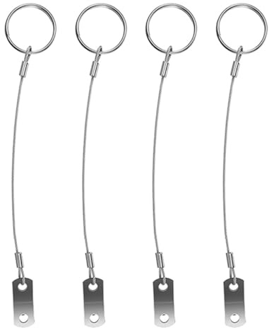Gatuida Cavo di Sicurezza in Acciaio Inox con Cordino Anti-Perdita 4 Pezzi Accessori Nautici per Barche Tendalini e Biciclette Cavo di Ancoraggio Versatile con Anelli di Sicurezza per