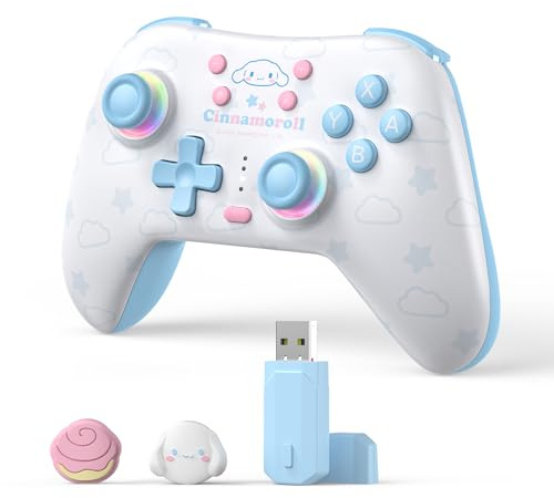 Kuitmor Controller Pro Blue per Switch, Gamepad Wireless Carino con Effetto Hall Anti-drifting per Switch 2/Switch/OLED/Lite, PC/Steam, Android, iOS, Bluetooth (Con Ricevitore)