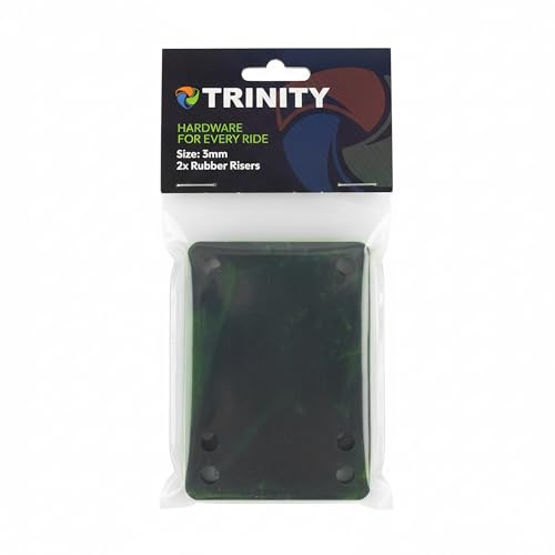 Trinity Riser Pads 3 mm (1/8) in gomma, set da 2 pezzi, cuscinetti antiurto contro ruote e per meno vibrazioni, per skateboard camion
