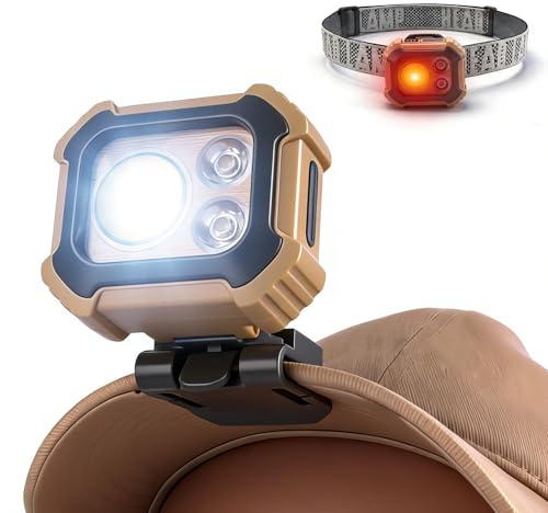 BORUIT W32 Stirnlampe LED Wiederaufladbar, COB kopflampe Magnetbefestigung | 500LM stirnlampe led Rotes und Weißes Licht, Mit Halterung und , IPX4 Für Kinder und Erwachsene, Angeln, Camping, Helmlampe