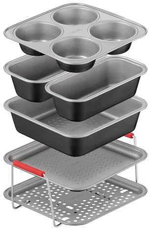 Tefal - Dail’Easy Kit de 6 accessoires pour moule air fryer - Antiadhésif | Cuisinez des plats sucrés et salés avec ce plat four antiadhésif - Protège le panier - Démoulage facile - Nettoyage rapide
