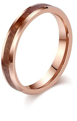 Skcess Herren Ring Wolframstahl, Holz Design Form Ring Verlobung Mann, Unisex Ehering Verlobungsring Gr.52-67