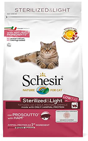 Schesir Cat steriliserad skinka, torr kattmat för steriliserade katter, påse, 1,5 kg