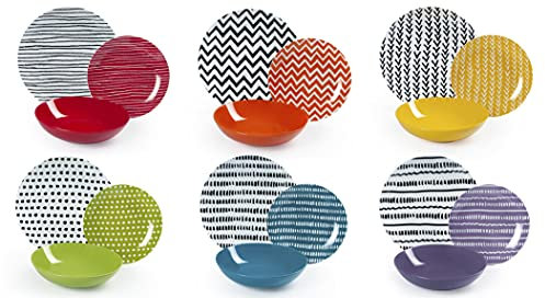 Excelsa - Vajilla Crazy Line de 18 piezas, en porcelana y cerámica, multicolor