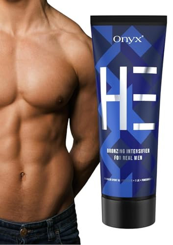 Onyx HE Sunbed Cream for Men | Tanning Accelerator for Indoor & Outdoor Use | Light, Streak-Free Formula for Rapid, Dark Results | Hydrating Lotion to Enhance Tan and Highlight Muscle Definition