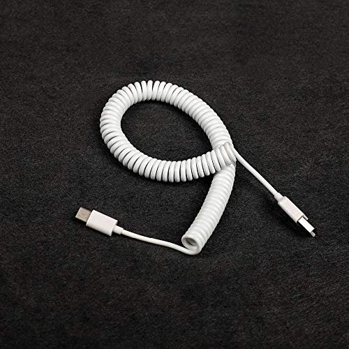 YMDK Cavo a molla con connettore a molla di tipo C bianco nero cavo a spirale per tastiera telefono (cavo a spirale bianco)