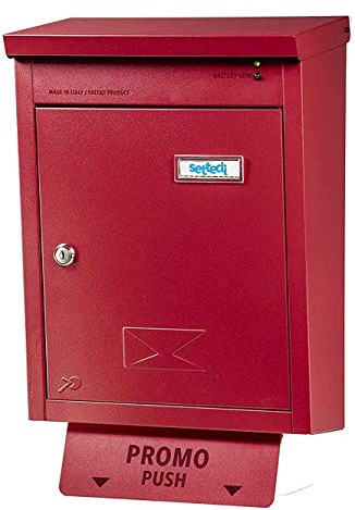 Cassetta Postale Gaia 480x305 con segnalatore presenza posta e porta pubblicità versione STD-LED BIG ROSSO RAL 3003