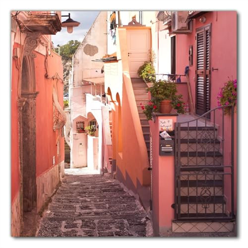 Wallario Selbstklebende Möbelfolie/Tischdecke für Innen und Außen, Größe: 50 x 50 cm - Südländische Gasse- Italien bei Sonnenschein