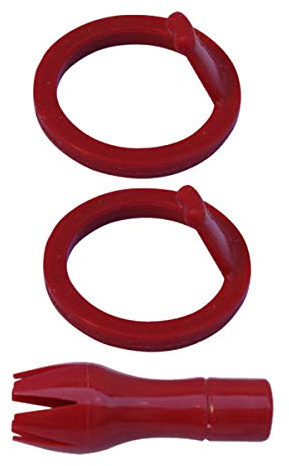 Unbekannt iSi 3-teiliges Ersatzteil-Set: 2 STK iSi Kopfdichtung rot (2290) und 1 STK Tulpentülle rot (2293) Geeignet für iSi Gourmet Whips/Thermo Whips/Whips mit Metallkopf