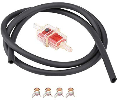 Kraftstofffilter für Motorräder, 6 mm Kraftstofffilter für Motorradgasleitungen mit Kraftstoffschlauch und Leitungsklemmensatz