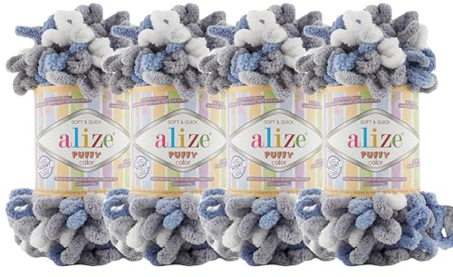 Alize Puffig färg babyfilt garn parti om 4skn 400 g 39,3 yds 100 % mikropolyester mjukt garn handstickgarn (6075)