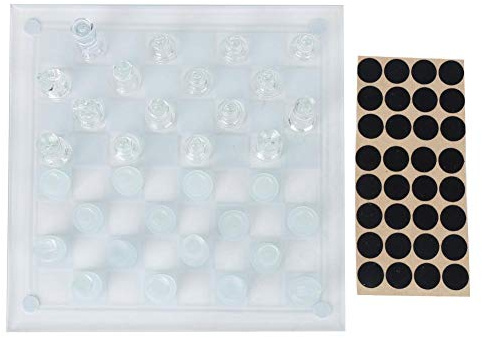 Frosted Glass International Chess, 25x25cm Mattes internationales Schachspiel aus polnischem Glas 1 Schachbrett 32 Chessman