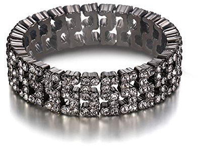 EVER FAITH Damen Armband Strass Kristall Hochzeit Braut Art Deco Hohl Stretch Armreif Klar Silber-Ton