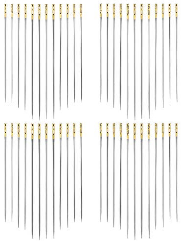 AIEX 48 Piezas Agujas Autoenhebrables en 3 Tamaños - 3,61cm / 3,81cm / 4,2cm - Ciegas, de Coser a Mano Surtidas para Bordados DIY - Oro, Plata