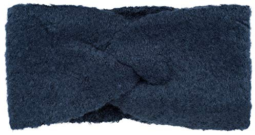 styleBREAKER Damen Feinstrick Stirnband Meliert Twist Knoten, Dunkelblau | 21 cm Bundweite (elastisch dehnbar für Kopfumfang bis 61 cm), 11 cm breit, schützender Ohrenwärmer gegen Kälte im Winter.