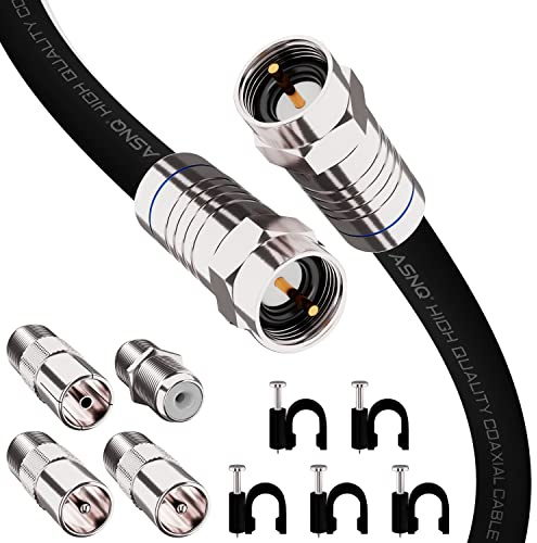 ASNQ RG6 Coaxial Cable Connectors Set 75 OHM - High-Speed Premium Coax Cable 15m - For Internet, Digital TV, Satellite, Aerial Connections - Includes 4 Extension Couplers to connect Cable Extensions